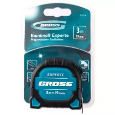 Рулетка Experte GROSS, 3 м x 19 мм, двухкомпонентный корпус, магнит, двухсторонняя разметка, нейлон 32574