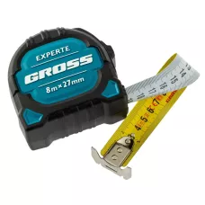 Рулетка Experte GROSS, 8 м x 27 мм, двухкомпонентный корпус, магнит, двухсторонняя разметка, нейлон 32576
