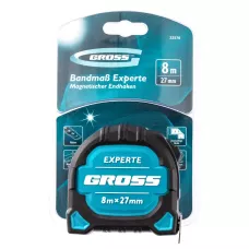 Рулетка Experte GROSS, 8 м x 27 мм, двухкомпонентный корпус, магнит, двухсторонняя разметка, нейлон 32576