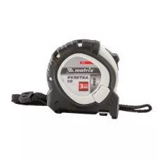 Рулетка Neon, 3 м x 16 мм, обрезиненный корпус, 3 фиксации, Pro MATRIX 32590