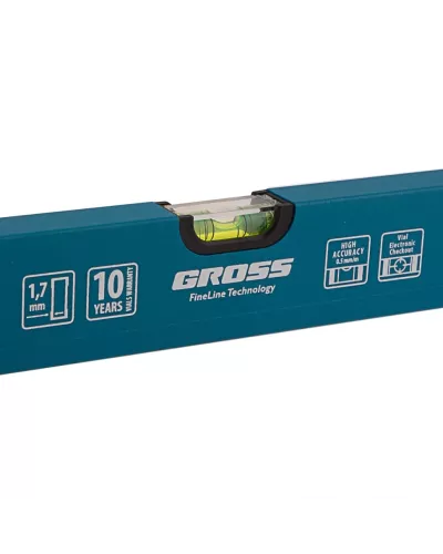 Уровень алюминиевый усиленный, 1000 мм, 3 глазка Gross