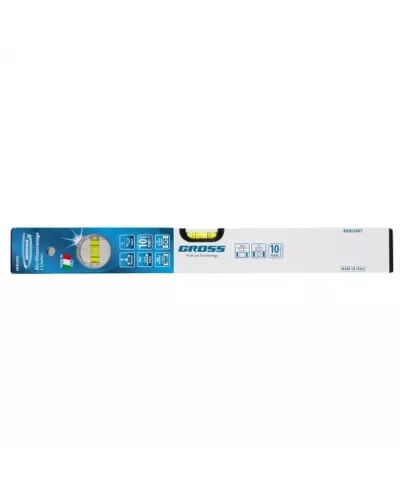 Уровень алюминиевый, 400 мм, фрезерованный, 2 глазка, магнитный Gross