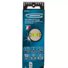 Уровень алюминиевый GROSS, 400 мм, усиленный с ударопрочными заглушками, 3 глазка 34324