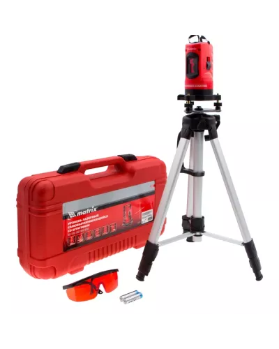 Уровень лазерный самовыравнивающийся, 150 мм, штатив 1150 мм, набор в пластиковом кейсе Matrix