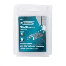 Скобы GROSS, 10 мм, для мебельного степлера, усиленные, тип 53, 1000 шт. 41710