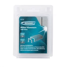 Скобы GROSS, 12 мм, для мебельного степлера, усиленные, тип 53, 1000 шт. 41712