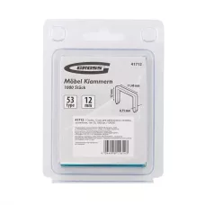 Скобы GROSS, 12 мм, для мебельного степлера, усиленные, тип 53, 1000 шт. 41712