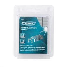 Скобы GROSS, 14 мм, для мебельного степлера, усиленные, тип 53, 1000 шт. 41714