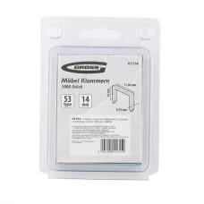 Скобы GROSS, 14 мм, для мебельного степлера, усиленные, тип 53, 1000 шт. 41714