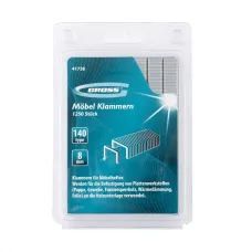Скобы GROSS, 8 мм, для мебельного степлера, усиленные, тип 140, 1250 шт. 41738