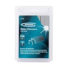 Скобы GROSS, 10 мм, для мебельного степлера, усиленные, тип 140, 1250 шт. 41740