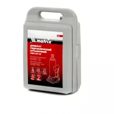 Домкрат гидравлический бутылочный, 4 т, h подъема 194-372 мм, в пластиковом кейсе MATRIX 50775