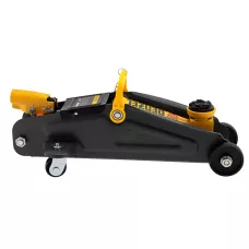 Домкрат гидравлический DENZEL подкатной с фиксатором, 2 т, 130-330 мм, в кейсе