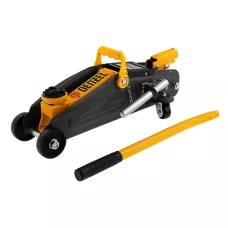 Домкрат гидравлический DENZEL подкатной с фиксатором, 2 т, 130-330 мм, в кейсе