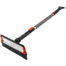 Щетка-сметка для снега со скребком и водосгоном, телескопическая, поворотная голова Stels