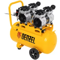 Компрессор безмасляный, малошумный DENZEL DLS 1500/50, 1500 ВТ, 2x750, 50 л, 260 л/мин