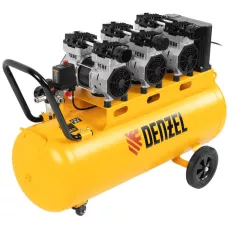 Компрессор безмасляный, малошумный DENZEL DLS 2250/100, 2250 Вт, 3x750, 100 л, 410 л/мин блок управления/ Denzel