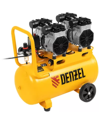 Компрессор безмасляный, малошумный DLS 2200/50, 2200 Вт, 2x1100, 50 л, 380 л/мин// Denzel