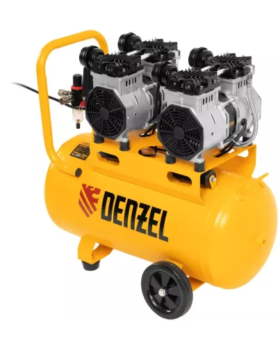 Компрессор безмасляный, малошумный DLS 2200/50, 2200 Вт, 2x1100, 50 л, 380 л/мин// Denzel