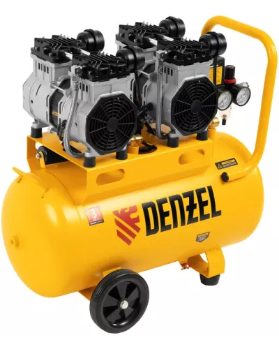 Компрессор безмасляный, малошумный DLS 2200/50, 2200 Вт, 2x1100, 50 л, 380 л/мин// Denzel