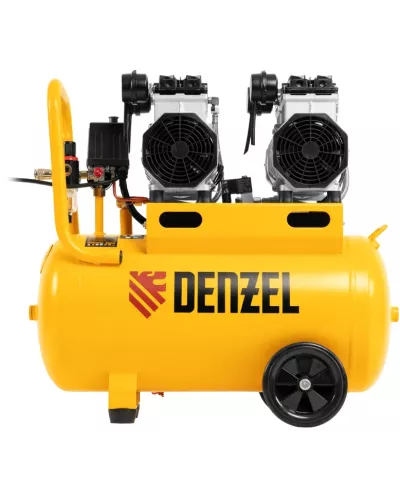 Компрессор безмасляный, малошумный DLS 2200/50, 2200 Вт, 2x1100, 50 л, 380 л/мин// Denzel