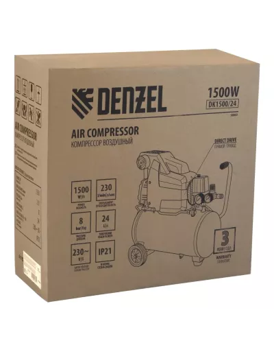 Компрессор воздушный DK1500/24, Х-PRO 1.5 кВт, 230 л/мин, 24 л Denzel