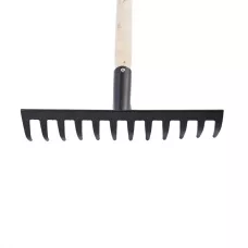 Грабли стальные, 300 х 1300 мм, 12 прямых зубьев, деревянный черенок, Россия, Сибртех