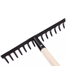 Грабли стальные, 360 х 1300 мм, 14 прямых зубьев, деревянный черенок, Россия, Сибртех