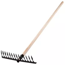 Грабли стальные, 350 х 1300 мм, 14 витых зубьев, деревянный черенок, Россия, Сибртех