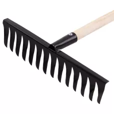 Грабли стальные, 350 х 1300 мм, 14 витых зубьев, деревянный черенок, Россия, Сибртех