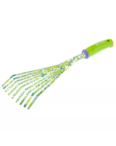 Грабли веерные 9 - зубые, 130 х 415 мм, стальные, пластиковая рукоятка, Flower Green, Palisad