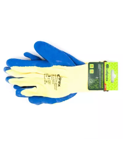 Перчатки трикотажные, полиэфирные, латексное рельефное покрытие, M Сибртех