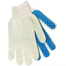 Перчатки х/б, ПВХ покрытие, "Шахматный облив", 5 пар в упаковке, 10 класс Россия