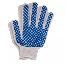 Перчатки х/б, ПВХ покрытие, "Шахматный облив", 5 пар в упаковке, 10 класс Россия