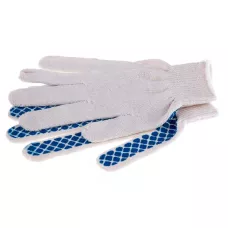 Перчатки х/б, ПВХ покрытие, "Шахматный облив", 5 пар в упаковке, 10 класс Россия