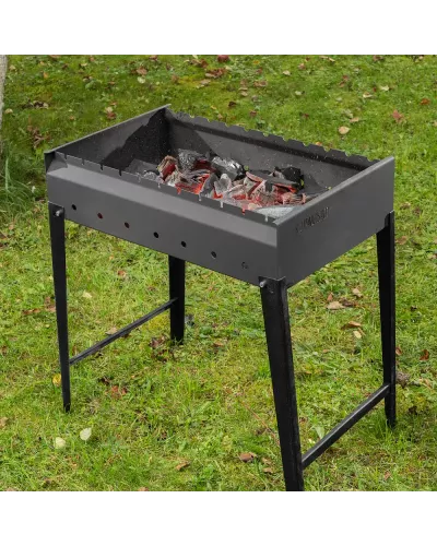 Мангал сварной, 605 х 375 х 138/640 мм, сталь 2 мм, Camping Palisad