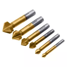 Набор зенковок DENZEL HSS, M3-M10, 6 шт, металл. кейс