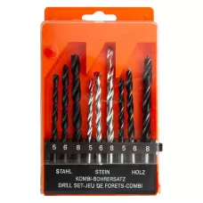 Набор сверл по бетону 5-6-8 мм, металлу 5-6-8 мм, дереву 5-6-8 мм, 9 шт. цилин. хвостовик SPARTA 725055