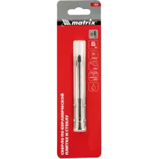 Сверло по керамической плитке и стеклу, 8 мм, шестигранный хвостовик MATRIX 72837