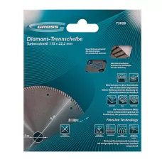 Диск алмазный GROSS 115х22,2 мм., турбо с лазерной перфорацией, сухое резание 73028