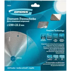 Диск алмазный GROSS 230х22,2 мм., турбо с лазерной перфорацией, сухое резание 73034