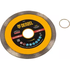 Диск алмазный отрезной DENZEL 115 х 22,2 мм, сплошной, супертонкий, горячий пресс, мокрое резание