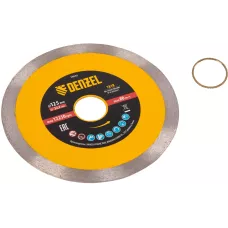 Диск алмазный отрезной DENZEL 125 х 22,2 мм, сплошной, супертонкий, горячий пресс, мокрое резание