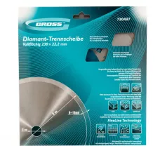 Диск алмазный GROSS 230х22,2 мм., сплошной, мокрое резание 730497