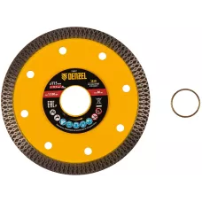 Диск алмазный отрезной DENZEL 115 х 22,2мм, сплошной, супертонкий, горячий пресс, сухой/мокрый рез