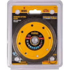 Диск алмазный отрезной DENZEL 115 х 22,2мм, сплошной, супертонкий, горячий пресс, сухой/мокрый рез