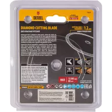 Диск алмазный отрезной DENZEL 115 х 22,2мм, сплошной, супертонкий, горячий пресс, сухой/мокрый рез