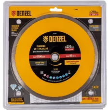 Диск алмазный сплошной DENZEL супертонкий, 250 х 25,4 мм, горячее прессование, мокрое резание