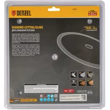 Диск алмазный сплошной DENZEL супертонкий, 250 х 25,4 мм, горячее прессование, мокрое резание