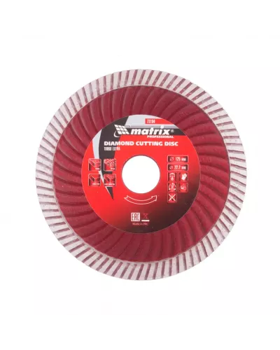 Диск алмазный, отрезной Turbo Extra, 125 х 22.2 мм, сухая резка Matrix Professional